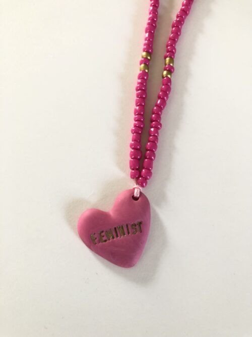 FEMINIST (pink / heart shaped)