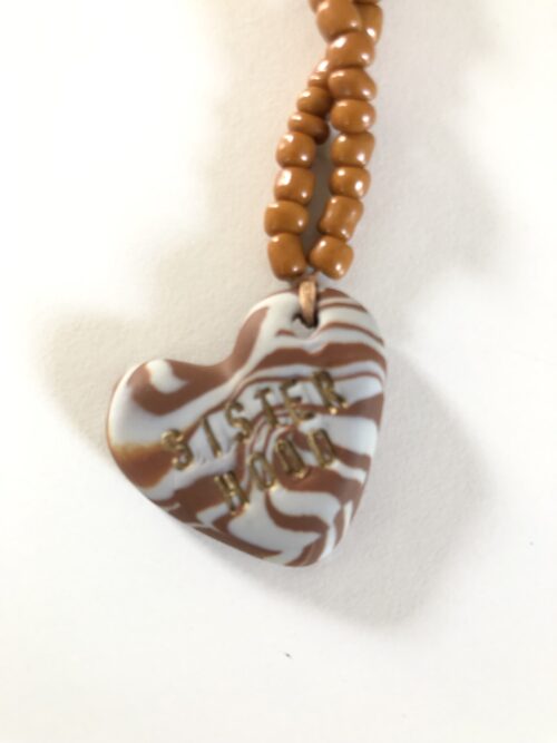 SISTERHOOD - (brown tie & dye / heart shaped)
